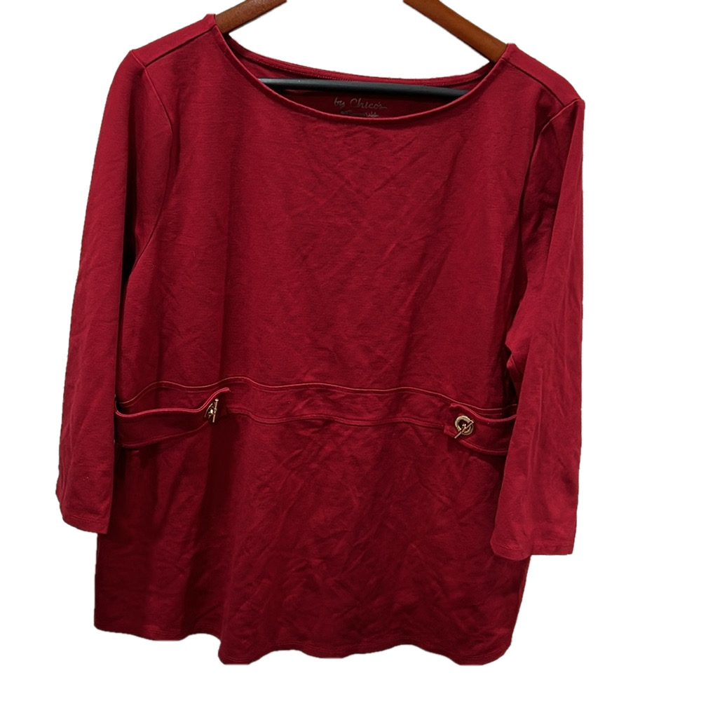 📻Chicos Ponte red hardware detail top size 3 GUC..